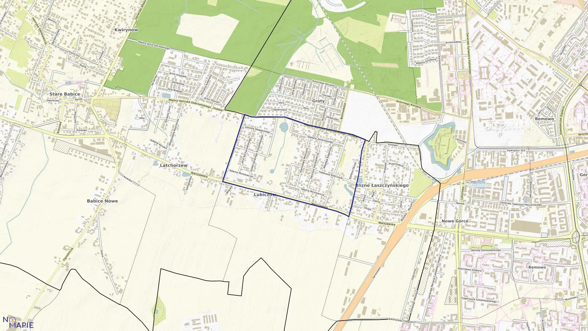 Mapa obrębu BLIZNE JASIŃSKIEGO w gminie Stare Babice
