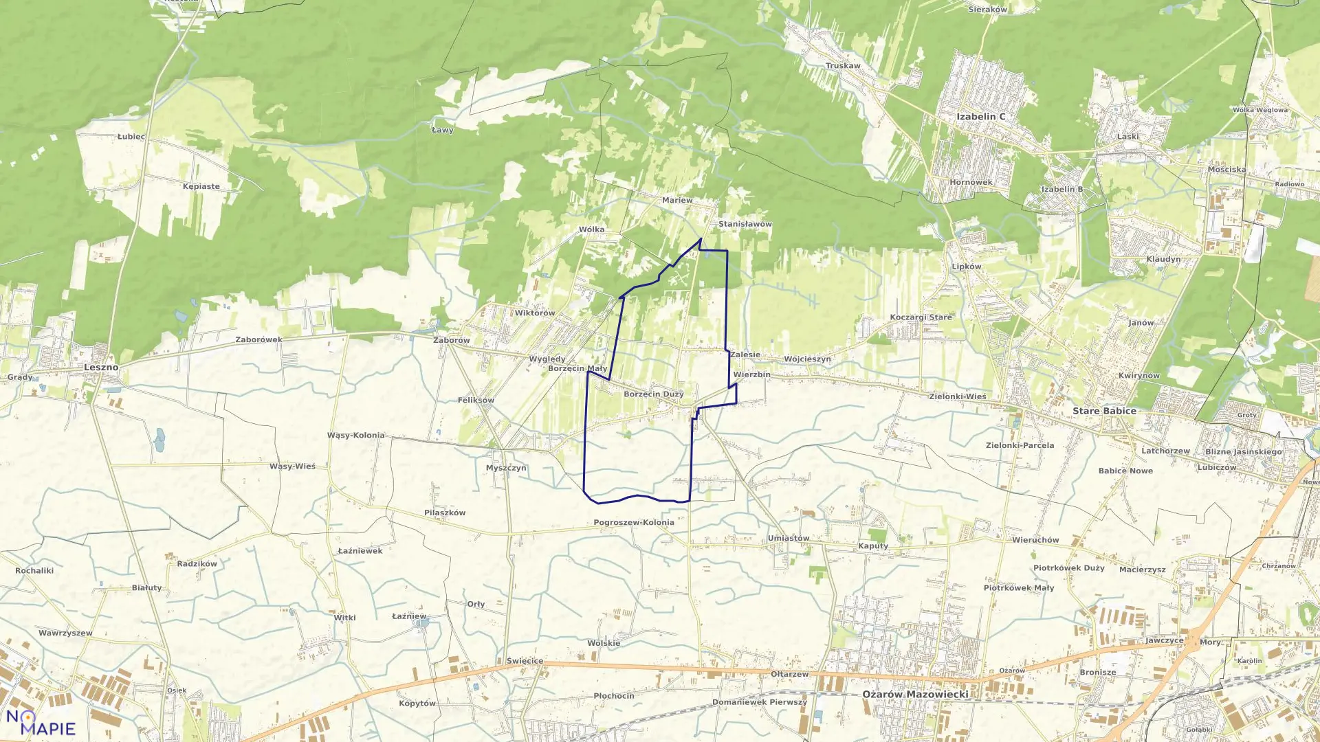 Mapa obrębu BORZĘCIN DUŻY w gminie Stare Babice