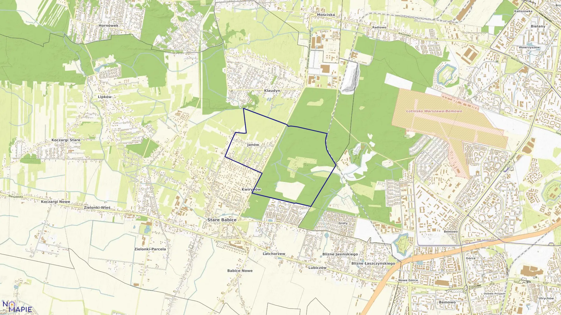 Mapa obrębu JANÓW w gminie Stare Babice