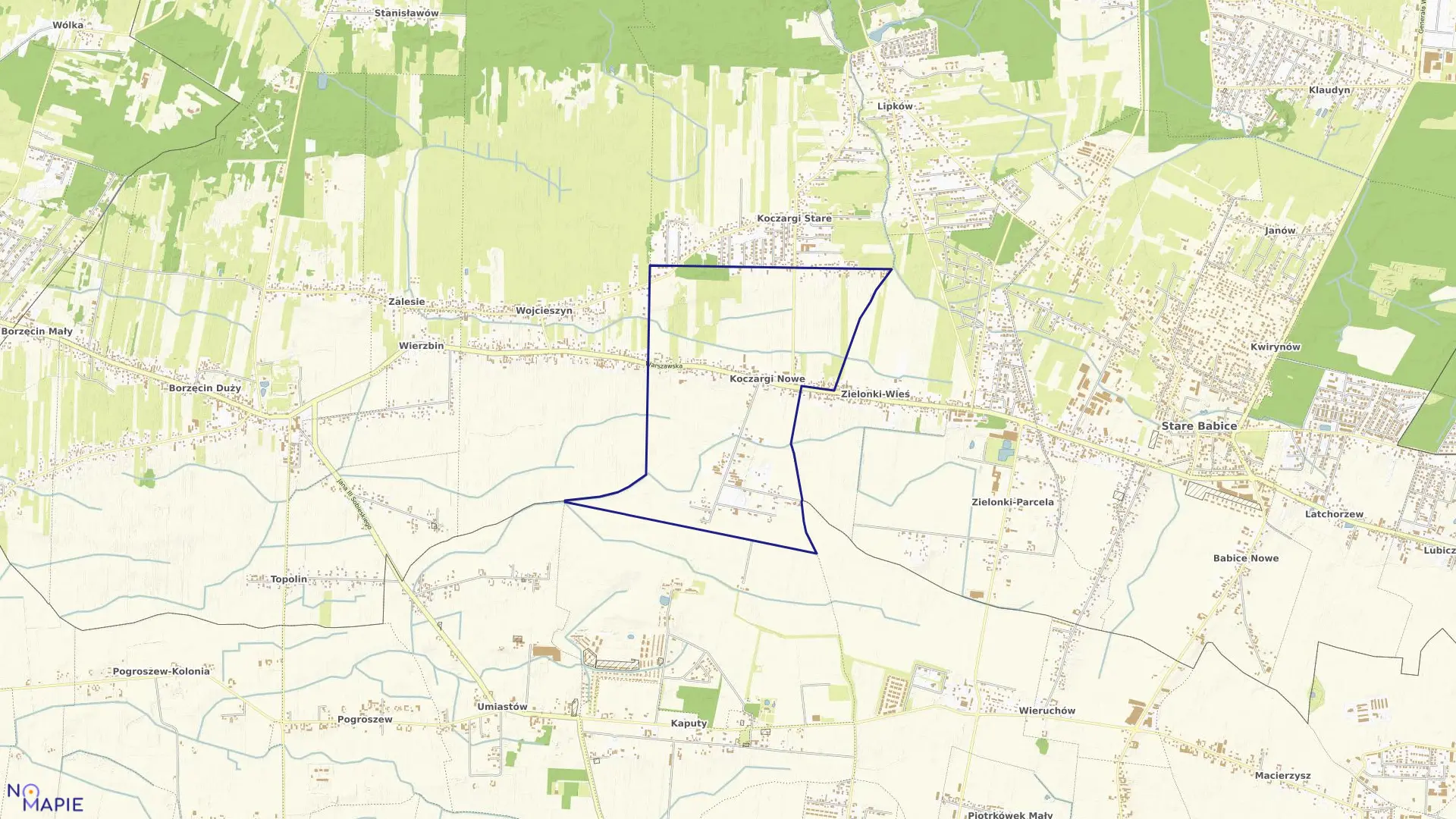 Mapa obrębu KOCZARGI NOWE w gminie Stare Babice