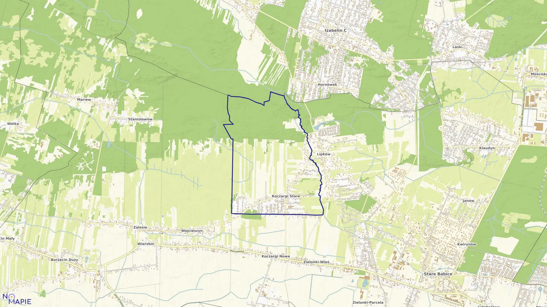Mapa obrębu KOCZARGI STARE w gminie Stare Babice
