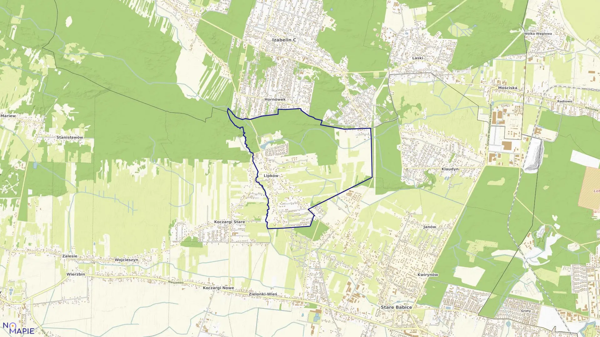 Mapa obrębu LIPKÓW w gminie Stare Babice