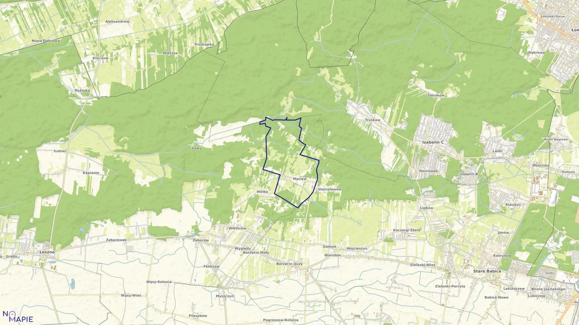 Mapa obrębu MARIEW w gminie Stare Babice