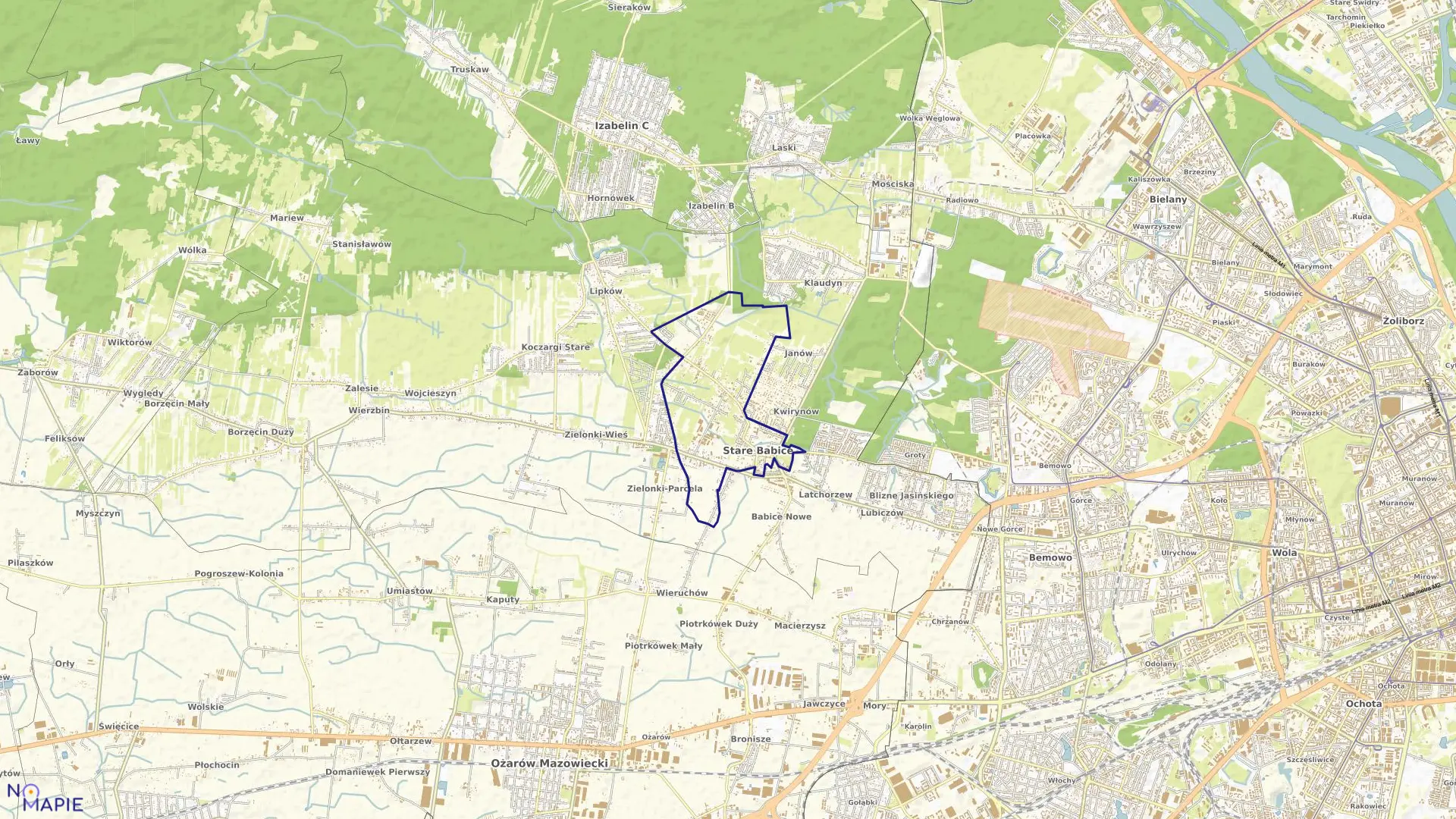Mapa obrębu STARE BABICE w gminie Stare Babice
