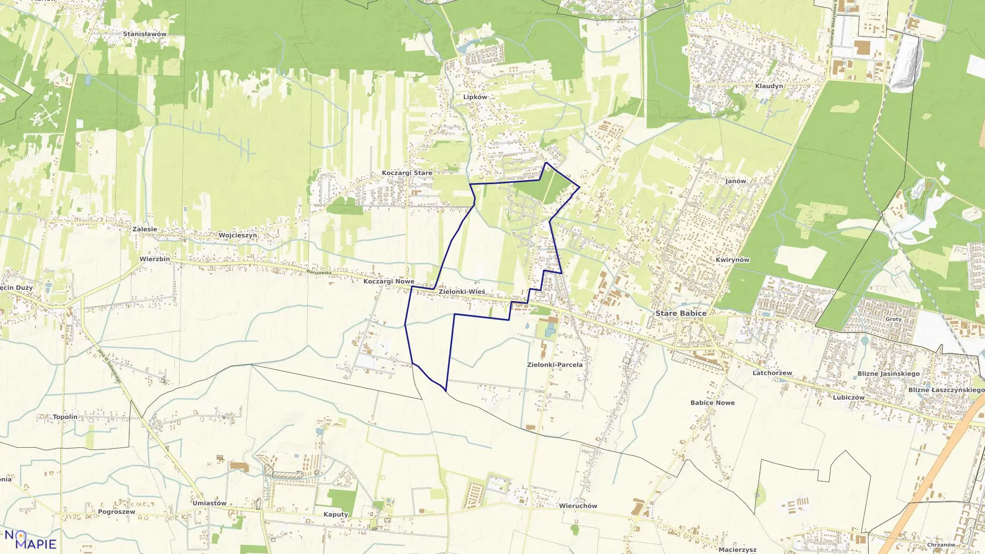 Mapa obrębu Zielonki-Wieś w gminie Stare Babice